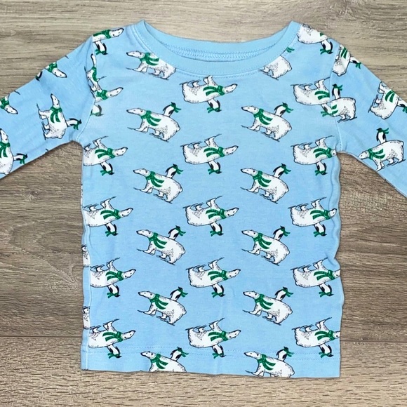 Old Navy Polar Bear Stripe Pajama Set 2T Light Blue White. - Picture 6 of 8